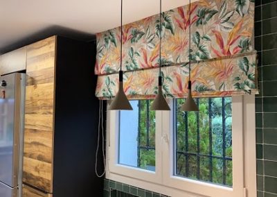 Estor plegable tonos naranjas y verde | El taller de Lis